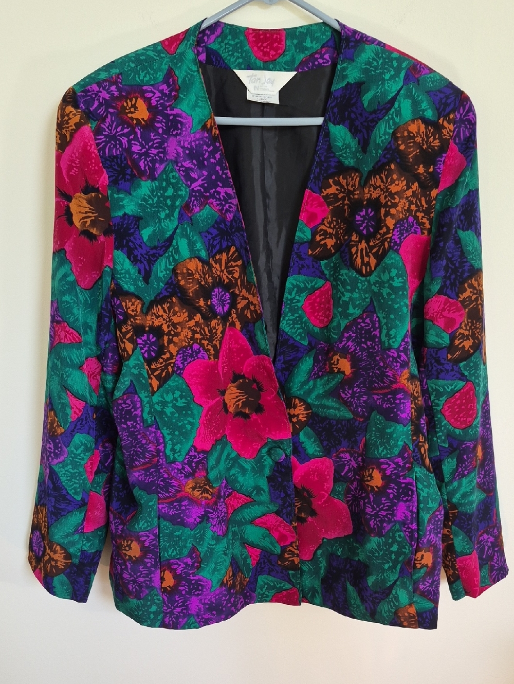 Vintage Tan Jay Vibrant Floral Blazer Jacket - Multicolor Women's Size L